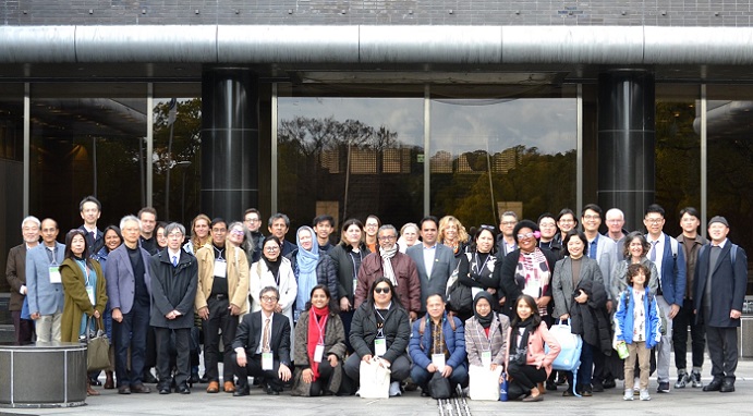 Group photo of the international conference on 13 February 2025 in front of the National Museum of Ethnology